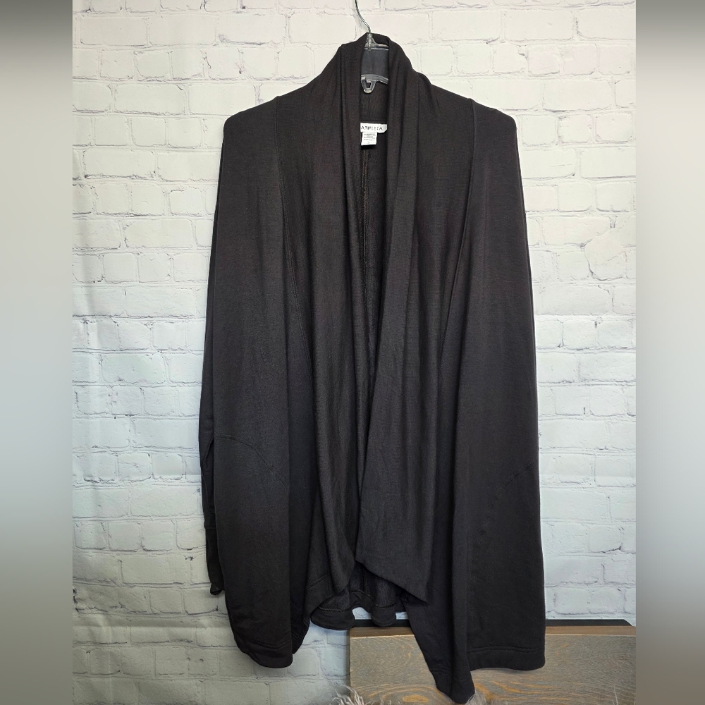 Athleta  Pranayama Wrap In Charcoal Open-Front Draped Cardigan Sweater